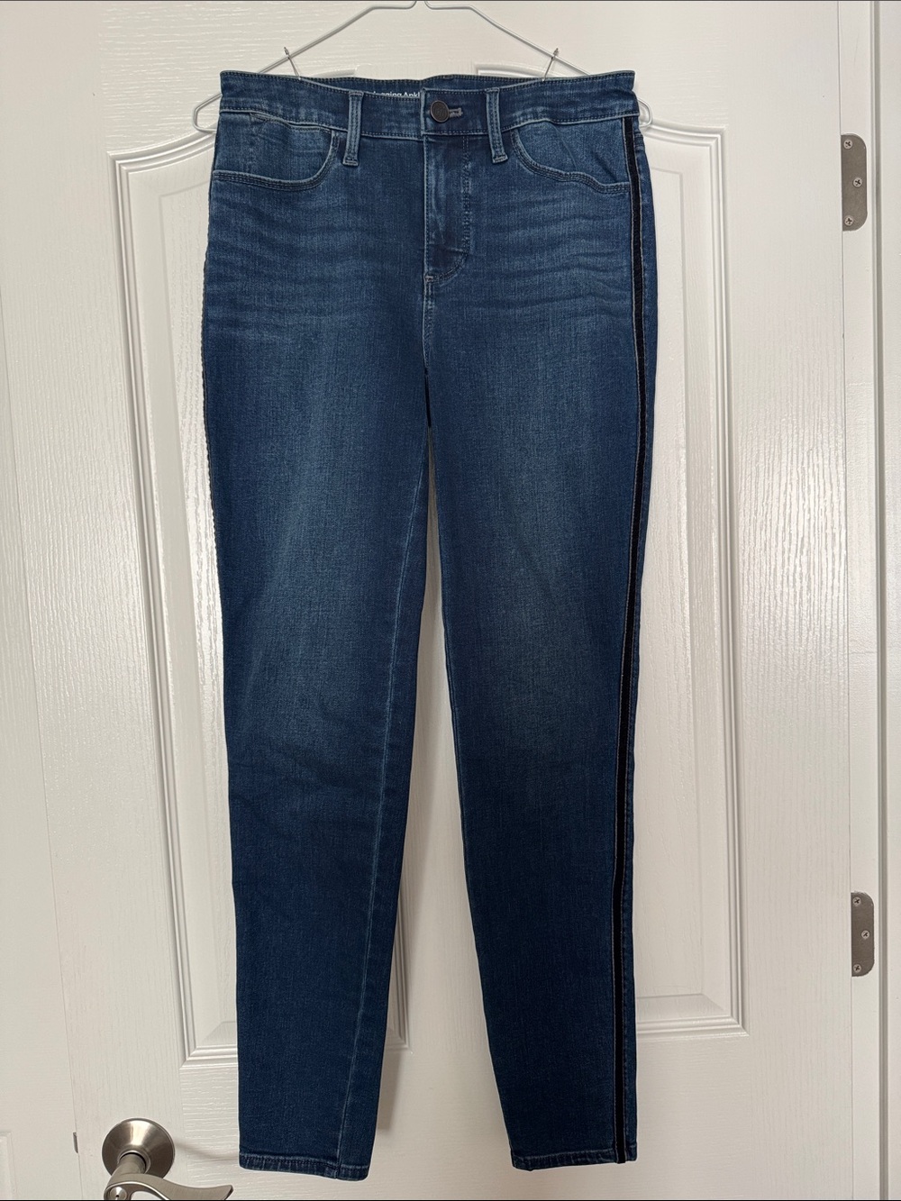 Talbots Dark Blue Women’s High Waist Jegging Ankle with Black Stripes Size 2